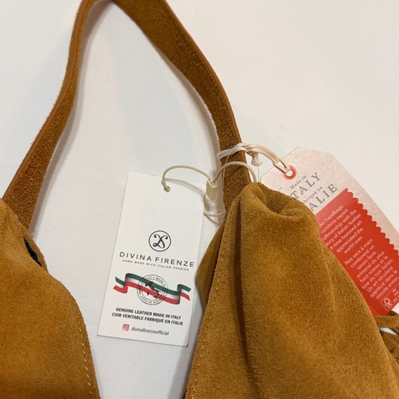 Divina Firenze Fringe Genuine Leather Suede Shoulder Bag NWT - Picture 2 of 13